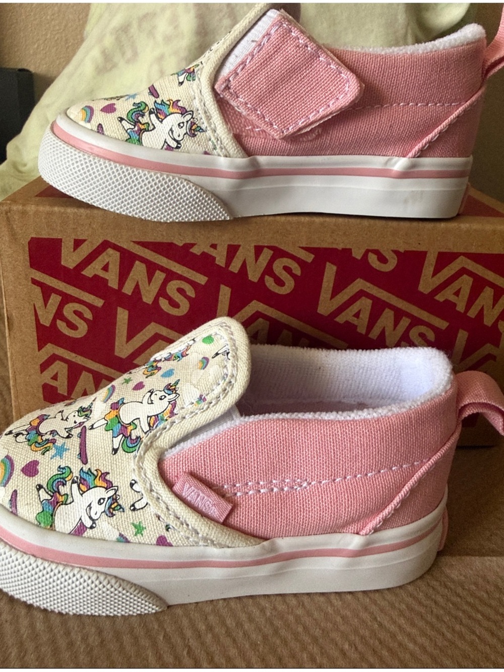 Vans Kids Pink Unicorn Slip-On Sneakers with Pastel Accents